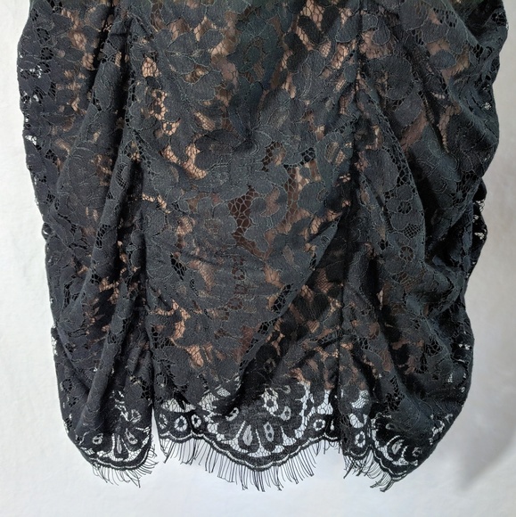 Eliza J Black Lace Ruched Sheath Dress‎ sz 10 - Picture 6 of 8